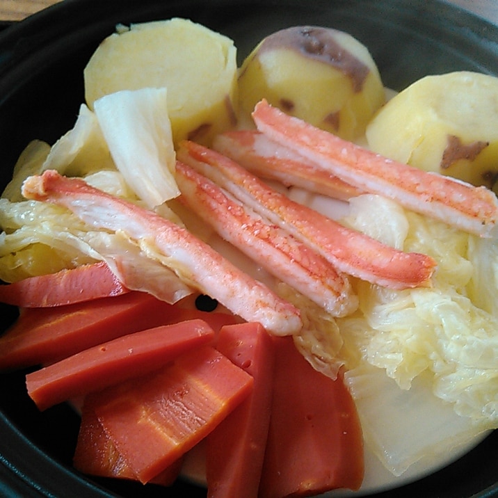 蟹と野菜の蒸し鍋プレート